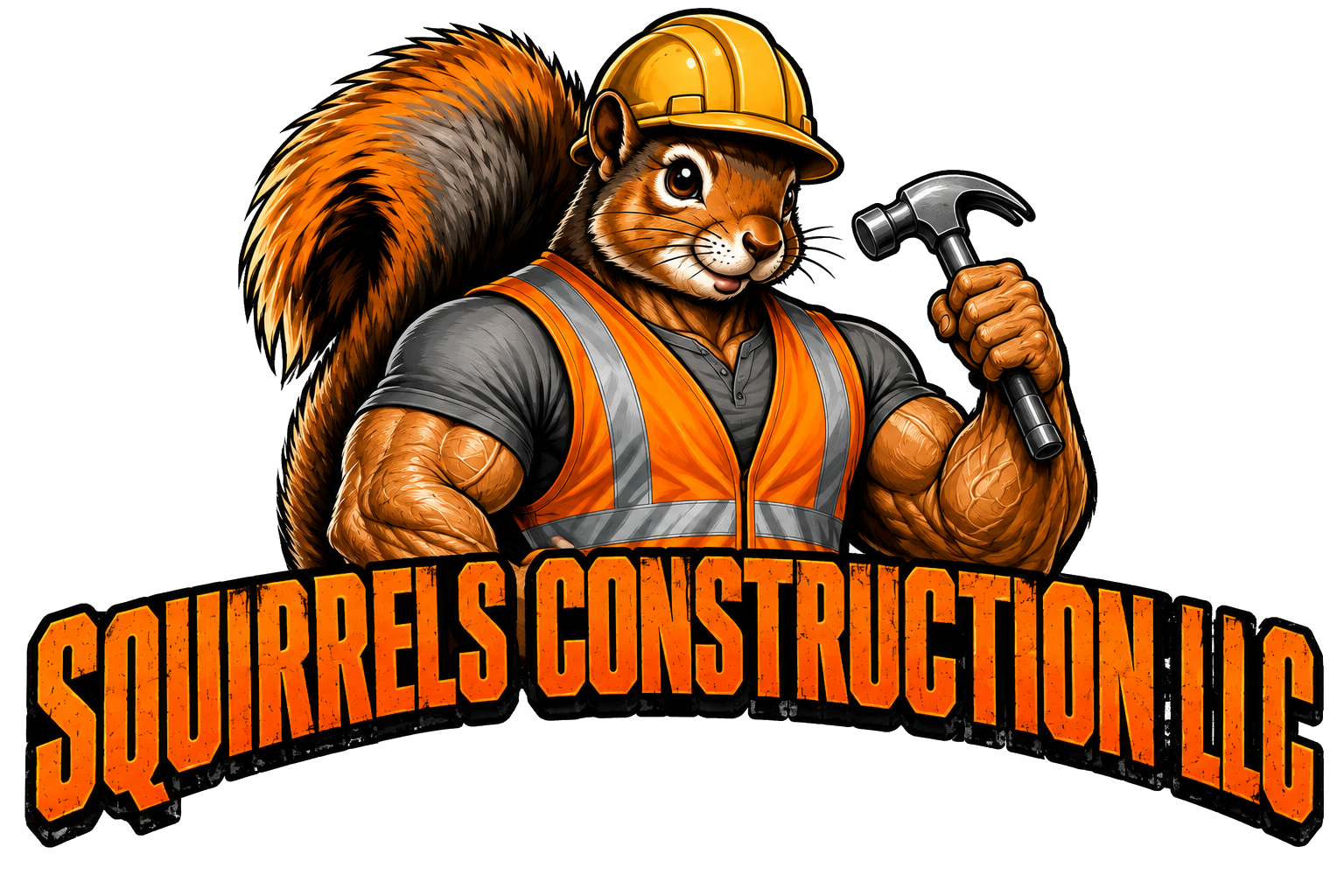 Squirrels Construction squirrel mascot logo